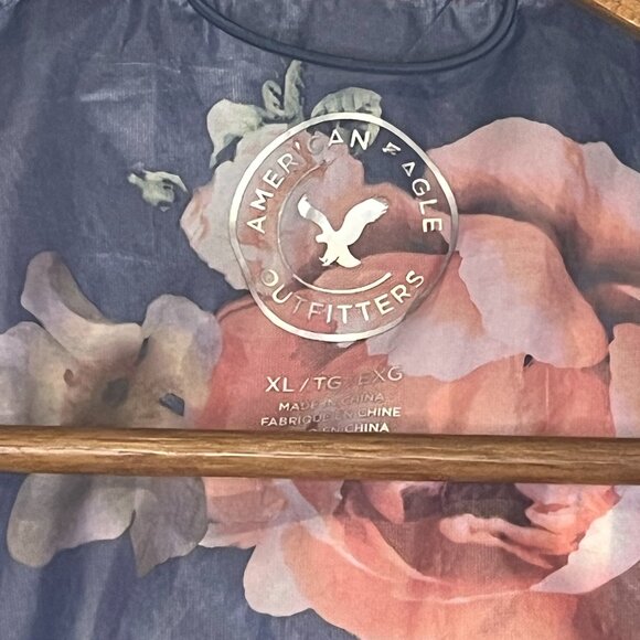 American Eagle Outfitters windbreaker blue with floral pattern & zipped … - Picture 5 of 6